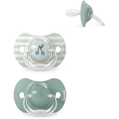 SUAVINEX , Pack de 2 Chupetes para Bebés +18 Meses, con Tetina Fisiológica de Silicona SX Pro Simétrica, Plana y Flexible, Respeta el Desarrollo Bucodental, Birdies Verde SUAVINEX , Pack de 2 Chupetes para Bebés +18 Meses, con Tetina Fisiológica de Silicona SX Pro Simétrica, Plana y Flexible, Respeta el Desarrollo Bucodental, Birdies Verde