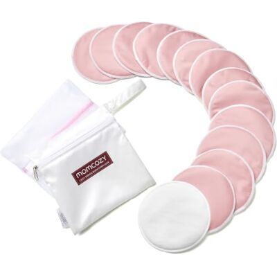 momcozy Discos de lactancia lavables y reutilizables, 14 unidades Absorción unidireccional, 3 capas, barrera impermeable, 12 cm, bolsa de lavado, bolsa para separar discos limpios y usados momcozy Discos de lactancia lavables y reutilizables, 14 unidades Absorción unidireccional, 3 capas, barrera impermeable, 12 cm, bolsa de lavado, bolsa para separar discos limpios y usados