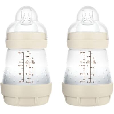 MAM Pack 2 Biberones Anticólicos, Recién Nacido, 0-2 Meses, 160ml, con Tetina 1 Flujo Lento de Fácil Aceptación, Autoesterilizable y Fácil de Limpiar, Easy Start Anti-Colic, Neutro Mate, 2uds MAM Pack 2 Biberones Anticólicos, Recién Nacido, 0-2 Meses, 160ml, con Tetina 1 Flujo Lento de Fácil Aceptación, Autoesterilizable y Fácil de Limpiar, Easy Start Anti-Colic, Neutro Mate, 2uds