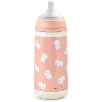 SUAVINEX , Biberón de 360 ml con Tetina Fisiológica SX Pro de Silicona con Válvula Anticólico, de Flujo Denso (L), para Líquidos Densos, Apto Papillas Líquidas. Bebés +6 Meses. Wild&Free, Rosa SUAVINEX , Biberón de 360 ml con Tetina Fisiológica SX Pro de Silicona con Válvula Anticólico, de Flujo Denso (L), para Líquidos Densos, Apto Papillas Líquidas. Bebés +6 Meses. Wild&Free, Rosa