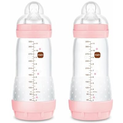 MAM Pack 2 Biberones Anticólicos, a partir de 4 Meses, 320ml, con Tetina 3 Flujo Rápido de Fácil Aceptación, Autoesterilizable y Fácil de Limpiar, Easy Start Anti-Colic, Rosa Brillante, Pack 2uds MAM Pack 2 Biberones Anticólicos, a partir de 4 Meses, 320ml, con Tetina 3 Flujo Rápido de Fácil Aceptación, Autoesterilizable y Fácil de Limpiar, Easy Start Anti-Colic, Rosa Brillante, Pack 2uds