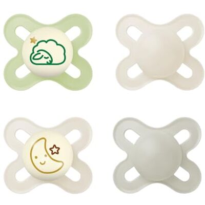 MAM Set de 4 Chupetes, Día y Noche, Recién Nacidos, 0-2 Meses, con Tetina Simétrica, Plana y Flexible de Silicona de Fácil Aceptación, Original, Neutro, Pack de 4uds MAM Set de 4 Chupetes, Día y Noche, Recién Nacidos, 0-2 Meses, con Tetina Simétrica, Plana y Flexible de Silicona de Fácil Aceptación, Original, Neutro, Pack de 4uds