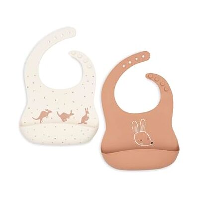 Jollein Baberos de silicona para bebés – Canguro – Paquete de 2 – Baberos impermeables para bebés y niños pequeños – Con bolsillo de captura – Babero lavable Jollein Baberos de silicona para bebés – Canguro – Paquete de 2 – Baberos impermeables para bebés y niños pequeños – Con bolsillo de captura – Babero lavable