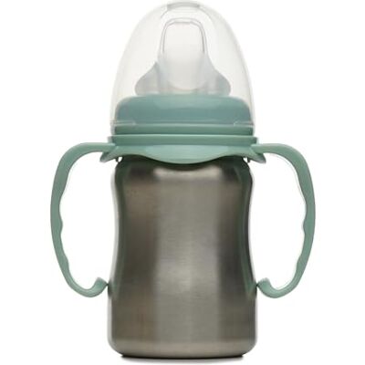 Thermobaby Vaso de acero inoxidable para bebé con asas y tetina de silicona, a prueba de fugas, 180 ml, fácil de limpiar, duradero, ideal para la autonomía del bebé, color verde cactus Thermobaby Vaso de acero inoxidable para bebé con asas y tetina de silicona, a prueba de fugas, 180 ml, fácil de limpiar, duradero, ideal para la autonomía del bebé, color verde cactus