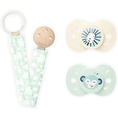 Biolane Set de 2 chupetes anatómicos y portaleteras Verde 6 a 18 meses Beige y Verde Tetina de goma natural Respeto por el desarrollo bucal- Suave y cómodo Biolane Set de 2 chupetes anatómicos y portaleteras Verde 6 a 18 meses Beige y Verde Tetina de goma natural Respeto por el desarrollo bucal- Suave y cómodo