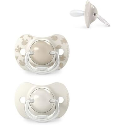 SUAVINEX , Pack de 2 Chupetes para Bebés 6/18 Meses, con Tetina Fisiológica de Silicona SX Pro Simétrica, Plana y Flexible, Respeta el Desarrollo Bucodental, Birdies Beige SUAVINEX , Pack de 2 Chupetes para Bebés 6/18 Meses, con Tetina Fisiológica de Silicona SX Pro Simétrica, Plana y Flexible, Respeta el Desarrollo Bucodental, Birdies Beige