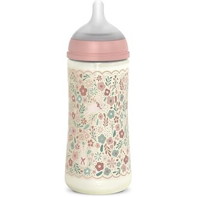 SUAVINEX , Biberón 360 ml, con Tetina Fisiológica SX Pro de Silicona, con válvula Anticólico, de Flujo Denso (L), para Líquidos Densos, Apto Papillas Líquidas. Bebés +6 Meses. Wonder, Flores, Rosa SUAVINEX , Biberón 360 ml, con Tetina Fisiológica SX Pro de Silicona, con válvula Anticólico, de Flujo Denso (L), para Líquidos Densos, Apto Papillas Líquidas. Bebés +6 Meses. Wonder, Flores, Rosa