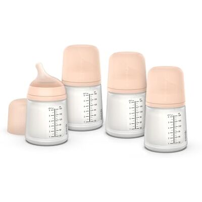 SUAVINEX , Pack 4 Biberón Anticólico Zero Zero, con Tetina de Flujo Adaptable (A) de Silicona, Bebés +0 Meses y Recién Nacidos, Específico Lactancia Materna, Leche Materna y de Fórmula, 180 ml, Fair SUAVINEX , Pack 4 Biberón Anticólico Zero Zero, con Tetina de Flujo Adaptable (A) de Silicona, Bebés +0 Meses y Recién Nacidos, Específico Lactancia Materna, Leche Materna y de Fórmula, 180 ml, Fair
