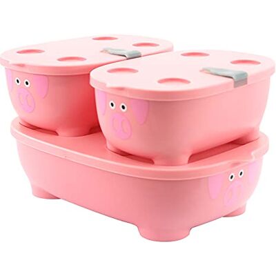 Prince Lionheart 9896 Bentomal boxes pig set de 3 cajas de microondas, unisex Prince Lionheart 9896 Bentomal boxes pig set de 3 cajas de microondas, unisex