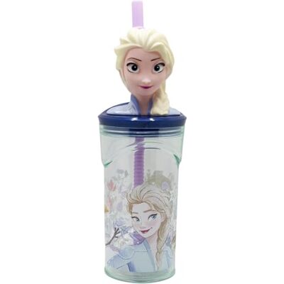 Cartoon Vaso con pajita con personaje 3D de plástico reutilizable BPA Free capacidad 360 ml (Frozen (2)) Cartoon Vaso con pajita con personaje 3D de plástico reutilizable BPA Free capacidad 360 ml (Frozen (2))