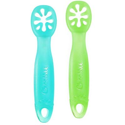 ChooMee FlexiDip Baby Starter Spoon Platinum Silicone First Stage Teething Friendly Learning Utensil 2 CT Aqua Green ChooMee FlexiDip Baby Starter Spoon Platinum Silicone First Stage Teething Friendly Learning Utensil 2 CT Aqua Green