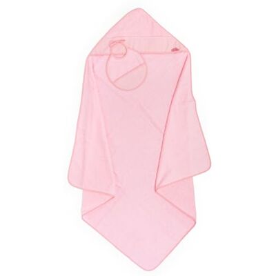 Ti TIN Pack Capa de Baño de Bebé + Capucha + Babero de Punto de Cruz 100% Algodón con Tacto Muy Suave, Color Rosa, Tamaño 100x100 cm Ti TIN Pack Capa de Baño de Bebé + Capucha + Babero de Punto de Cruz 100% Algodón con Tacto Muy Suave, Color Rosa, Tamaño 100x100 cm