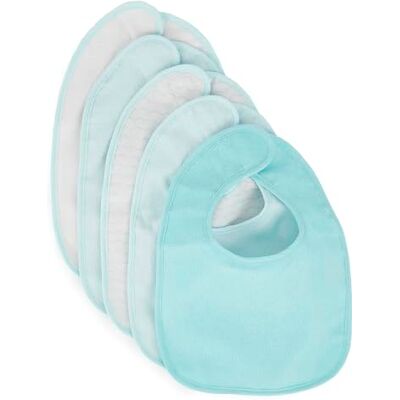 BIECO Baberos Impermeables 5x para Bebe Recien Nacido, 0 Meses, Blanco de Algodon Rizo, Velcro Pechitos BIECO Baberos Impermeables 5x para Bebe Recien Nacido, 0 Meses, Blanco de Algodon Rizo, Velcro Pechitos