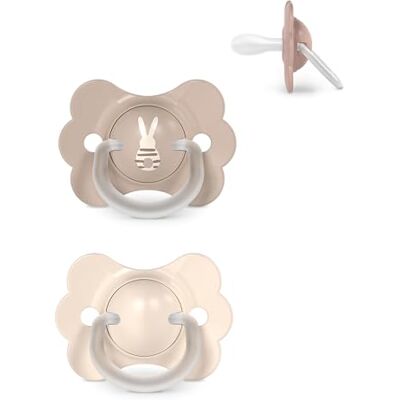 SUAVINEX , Pack 2 Chupetes para Bebés 0/6 Meses y Recién Nacidos, con Tetina Fisiológica de Silicona SX Pro, Simétrica, Plana y Flexible, Respeta el Desarrollo Bucodental, con Anilla, Wonder Beige SUAVINEX , Pack 2 Chupetes para Bebés 0/6 Meses y Recién Nacidos, con Tetina Fisiológica de Silicona SX Pro, Simétrica, Plana y Flexible, Respeta el Desarrollo Bucodental, con Anilla, Wonder Beige