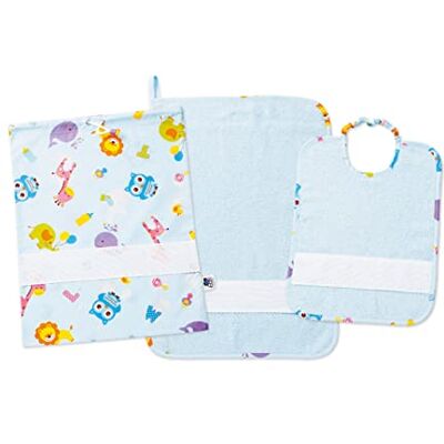 Filet Set Jardín de Infancia Tres Piezas Con Tela Aida para Bordar, Compuesto de Bolsa, Toalla y Babero de Esponja Blanca, 100% Algodón, Made in Italy, Fantasía Letras y Animales Fondo Blanco Filet Set Jardín de Infancia Tres Piezas Con Tela Aida para Bordar, Compuesto de Bolsa, Toalla y Babero de Esponja Blanca, 100% Algodón, Made in Italy, Fantasía Letras y Animales Fondo Blanco
