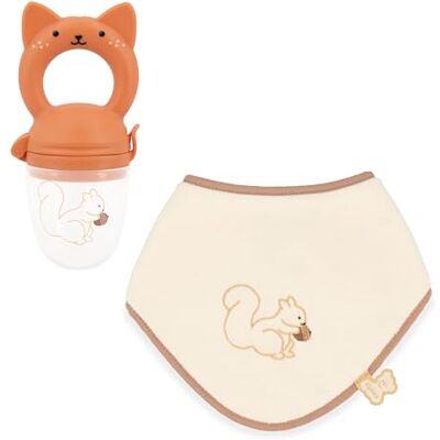 KALOO Set de babero y mordedor ardilla Accesorios para bebés para la diversificación alimentaria Silicona flexible sin BPA Lavable A partir de 6 meses K208009 KALOO Set de babero y mordedor ardilla Accesorios para bebés para la diversificación alimentaria Silicona flexible sin BPA Lavable A partir de 6 meses K208009