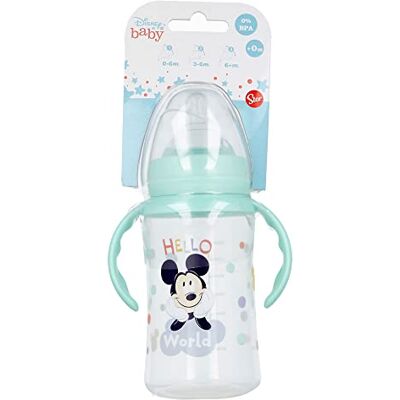 Stor 84124977Cuello Ancho Botella con Silicona Pezón 3 Posiciones y Asas, 360 ml Capacidad, Genial Como Mickey Stor 84124977Cuello Ancho Botella con Silicona Pezón 3 Posiciones y Asas, 360 ml Capacidad, Genial Como Mickey