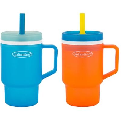 Infantino My 1st Tumbler, Vaso Entrenador de Plástico Resistente de 295 ml con Pajita y Asa, Resistente a Derrames, para Llevar, Vaso de Transición libre de BPA, High Tide/Citrus Splash Infantino My 1st Tumbler, Vaso Entrenador de Plástico Resistente de 295 ml con Pajita y Asa, Resistente a Derrames, para Llevar, Vaso de Transición libre de BPA, High Tide/Citrus Splash