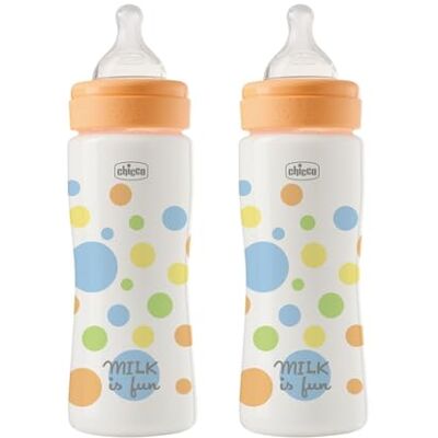 Chicco Set 2 Biberones Anticolicos Perfect Easy Fast Flow 330 ml, Biberón Bebé , Biberones Anticólicos con Válvula Anticólico, Pack Ahorro Bebe Niño 4 Meses+ Chicco Set 2 Biberones Anticolicos Perfect Easy Fast Flow 330 ml, Biberón Bebé , Biberones Anticólicos con Válvula Anticólico, Pack Ahorro Bebe Niño 4 Meses+