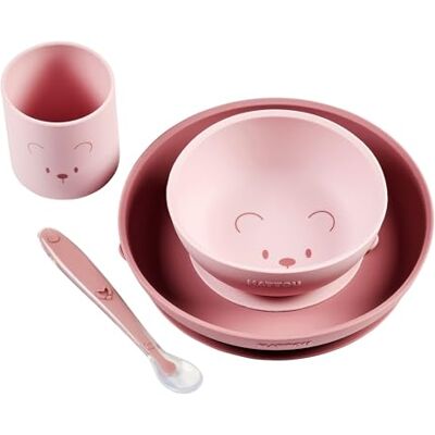 Nattou Set Vajilla Bebé Oso – Plato Cuenco Vaso Cuchara – Silicona Antideslizante Sin BPA – Set Alimentación – 4 Piezas – Azul Nattou Set Vajilla Bebé Oso – Plato Cuenco Vaso Cuchara – Silicona Antideslizante Sin BPA – Set Alimentación – 4 Piezas – Azul