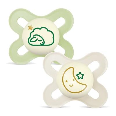 MAM Chupete que Brilla en la Oscuridad, Recién Nacidos, 0-2 Meses,Tetina Simétrica,Plana y Flexible de Silicona de Fácil Aceptación, con Caja Autoesterilizadora,Original, Neutro Mate, Pack 2uds MAM Chupete que Brilla en la Oscuridad, Recién Nacidos, 0-2 Meses,Tetina Simétrica,Plana y Flexible de Silicona de Fácil Aceptación, con Caja Autoesterilizadora,Original, Neutro Mate, Pack 2uds