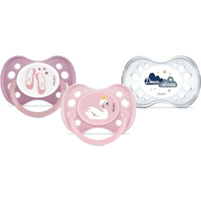 Dodie Juego de 3 chupetes anatómicos esenciales día/noche +6 meses rosa Dodie Juego de 3 chupetes anatómicos esenciales día/noche +6 meses rosa