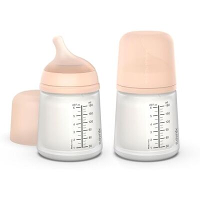 SUAVINEX , Pack de 2 Biberón Anticólico Zero Zero, Tetina de Flujo Adaptable (A) de Silicona, Bebés +0 Meses y Recién Nacidos, Específico Lactancia Materna, Leche Materna y de Fórmula, 180 ml, Fair SUAVINEX , Pack de 2 Biberón Anticólico Zero Zero, Tetina de Flujo Adaptable (A) de Silicona, Bebés +0 Meses y Recién Nacidos, Específico Lactancia Materna, Leche Materna y de Fórmula, 180 ml, Fair
