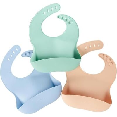 Nuby Pack de 3 Baberos de Silicona para Bebé – Impermeables y Fáciles de Limpiar – Suaves y Flexibles – Correas Ajustables – Bolsillo Recoge-Comida – Baberos para Bebé y Pequeña Nuby Pack de 3 Baberos de Silicona para Bebé – Impermeables y Fáciles de Limpiar – Suaves y Flexibles – Correas Ajustables – Bolsillo Recoge-Comida – Baberos para Bebé y Pequeña