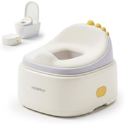 Relaxdays Orinal infantil 4 en 1 Dino, con tapa, 30x36,5x33,5 cm, crema Entrenador WC: reductor y taburete, viaje Relaxdays Orinal infantil 4 en 1 Dino, con tapa, 30x36,5x33,5 cm, crema Entrenador WC: reductor y taburete, viaje
