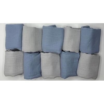 Babyline 10 Gasas Muselinas Algodón Orgánico 48X24 Cm Bebés. Toallas Bebé Recién Nacido Muselinas Bebé Algodón Baberos Muselina Ecofriendly, Toallitas Reutilizables. (Gris/Azul) Babyline 10 Gasas Muselinas Algodón Orgánico 48X24 Cm Bebés. Toallas Bebé Recién Nacido Muselinas Bebé Algodón Baberos Muselina Ecofriendly, Toallitas Reutilizables. (Gris/Azul)