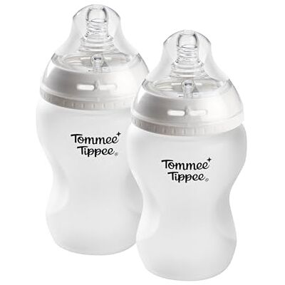 Tommee Tippee Biberones Natural Start de vidrio con revestimiento de silicona aptos para bebés desde 0 meses, 250 ml, Pack de 2 Tommee Tippee Biberones Natural Start de vidrio con revestimiento de silicona aptos para bebés desde 0 meses, 250 ml, Pack de 2