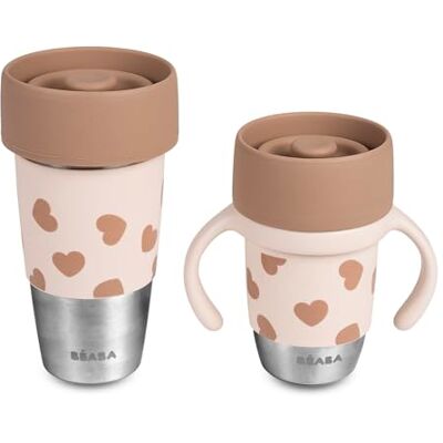 Béaba Mini & Me, Set Botella Térmica y Taza de Aprendizaje de Acero Inoxidable Click & Drink, Dúo Padre-Hijo, Taza 360° Sin Válvula, Antifugas, Evolutiva, 480 mL y 240 ml, Big Love Béaba Mini & Me, Set Botella Térmica y Taza de Aprendizaje de Acero Inoxidable Click & Drink, Dúo Padre-Hijo, Taza 360° Sin Válvula, Antifugas, Evolutiva, 480 mL y 240 ml, Big Love