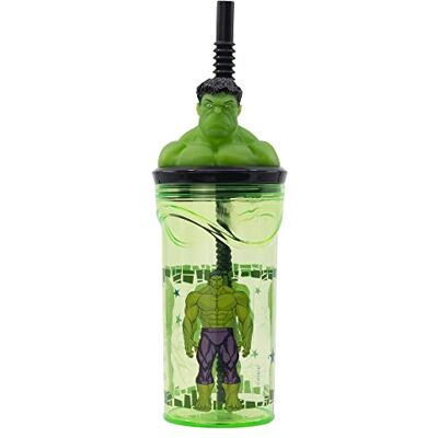 Stor Vaso Infantil Reutilizable con Pajita y Tapa con figurita 3D y Capacidad de 360 ml de Los Vengadores Marvel Hulk Stor Vaso Infantil Reutilizable con Pajita y Tapa con figurita 3D y Capacidad de 360 ml de Los Vengadores Marvel Hulk