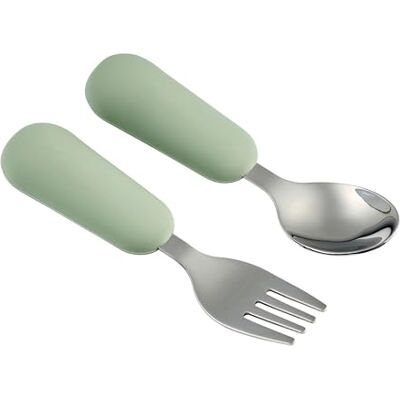 Nattou Cubiertos Bebé Acero Inoxidable – Cuchara y Tenedor Ergonómicos – Alimentación Infantil 8+ Meses – 12 cm Nattou Cubiertos Bebé Acero Inoxidable – Cuchara y Tenedor Ergonómicos – Alimentación Infantil 8+ Meses – 12 cm