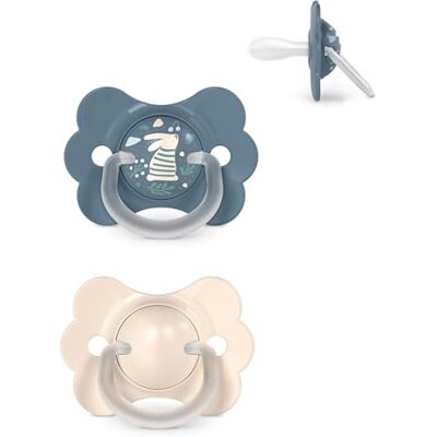 SUAVINEX , Pack 2 Chupetes Bebés 6/18 Meses, con Tetina Fisiológica de Silicona SX Pro, Simétrica, Plana y Flexible, Respeta el Desarrollo Bucodental, con Anilla, Evita Rozaduras, Wonder Beige + Azul SUAVINEX , Pack 2 Chupetes Bebés 6/18 Meses, con Tetina Fisiológica de Silicona SX Pro, Simétrica, Plana y Flexible, Respeta el Desarrollo Bucodental, con Anilla, Evita Rozaduras, Wonder Beige + Azul