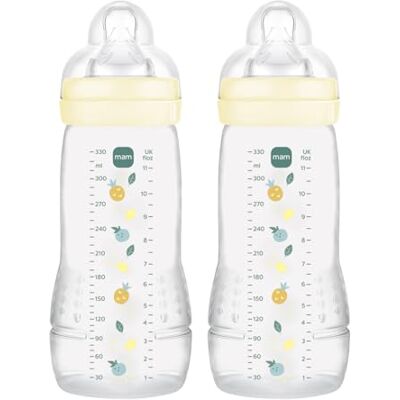 MAM Pack 2 Biberones, a partir de 6 Meses, 330ml, con Tetina X Especial Líquidos Espesos de Silicona de Fácil Aceptación, Fácil de Sostener, Fácil de Limpiar, Easy Active, Neutro, Pack de 2uds MAM Pack 2 Biberones, a partir de 6 Meses, 330ml, con Tetina X Especial Líquidos Espesos de Silicona de Fácil Aceptación, Fácil de Sostener, Fácil de Limpiar, Easy Active, Neutro, Pack de 2uds