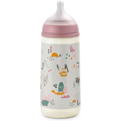 SUAVINEX , Biberón 360 ml. Biberón con tetina simétrica SX Pro de silicona de flujo rápido (L). Con válvula anticólica. Silicona fina ultra suave. Para bebés, +6 Meses. Walk Rosa SUAVINEX , Biberón 360 ml. Biberón con tetina simétrica SX Pro de silicona de flujo rápido (L). Con válvula anticólica. Silicona fina ultra suave. Para bebés, +6 Meses. Walk Rosa