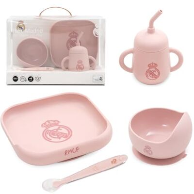 Interbaby Set de Vajilla Infantil 4 Piezas de Silicona Real Madrid Rosa Plato, Bol, Cuchara y Taza Apto para Microondas y Lavavajillas Libre de BPA Interbaby Set de Vajilla Infantil 4 Piezas de Silicona Real Madrid Rosa Plato, Bol, Cuchara y Taza Apto para Microondas y Lavavajillas Libre de BPA