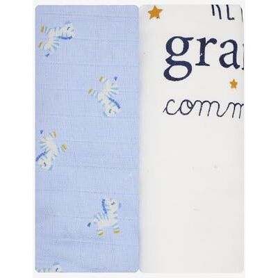 Trois Kilos Sept Tres Kilos Sept Lote de 2 Capas de algodón para bebé, de Muselina de algodón, Multiusos: Manta Ligera, Lactancia, pequeñas regurgitaciones, Color Blanco y Azul, Certificado Öko-Tex Standard 100-120 Trois Kilos Sept Tres Kilos Sept Lote de 2 Capas de algodón para bebé, de Muselina de algodón, Multiusos: Manta Ligera, Lactancia, pequeñas regurgitaciones, Color Blanco y Azul, Certificado Öko-Tex Standard 100-120