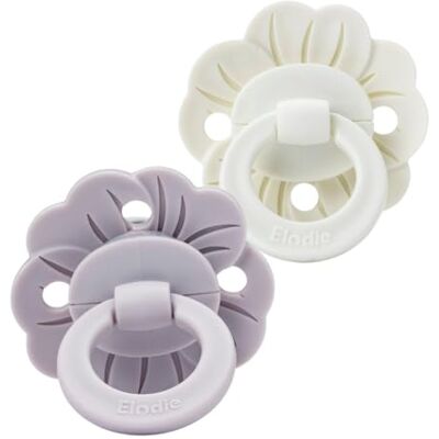 Elodie Details Binky Bloom Pack 2 Chupetes Bebé, Tetina Fisiológica Simétrica de Silicona Suave, Sin BPA, 3+ Meses, Blanco/Lila Elodie Details Binky Bloom Pack 2 Chupetes Bebé, Tetina Fisiológica Simétrica de Silicona Suave, Sin BPA, 3+ Meses, Blanco/Lila