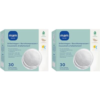 MAM Discos de lactancia autoadhesivos, almohadillas de lactancia transpirables para la lactancia, núcleo extraabsorbente, almohadillas que absorben el exceso de leche materna de forma segura, 60 MAM Discos de lactancia autoadhesivos, almohadillas de lactancia transpirables para la lactancia, núcleo extraabsorbente, almohadillas que absorben el exceso de leche materna de forma segura, 60