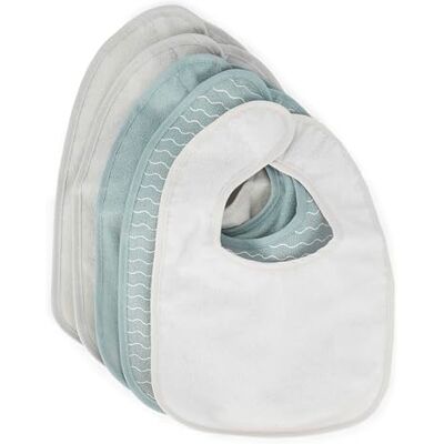 BIECO Baberos Blancos Impermeables de Algodon para Bebe 5x Baberos Rizo Pechitos Velcro para Recien Nacido 0 Meses BIECO Baberos Blancos Impermeables de Algodon para Bebe 5x Baberos Rizo Pechitos Velcro para Recien Nacido 0 Meses