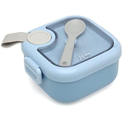 Kiokids Caja Amuerzo Azul Con Cuchara Gris Kiokids Caja Amuerzo Azul Con Cuchara Gris