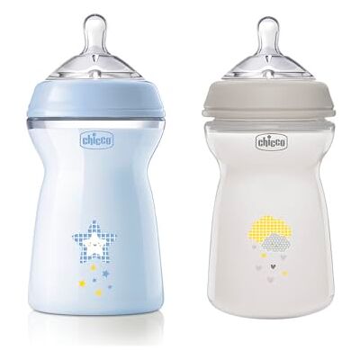 Chicco Biberón Anticolico Natural Feeling, Biberones Anticolicos Bebé 6 Meses+, Biberón Bebé 330 ml de Silicona, Flujo Rápido, Pack 2 Unidades, Azul y Neutro Chicco Biberón Anticolico Natural Feeling, Biberones Anticolicos Bebé 6 Meses+, Biberón Bebé 330 ml de Silicona, Flujo Rápido, Pack 2 Unidades, Azul y Neutro