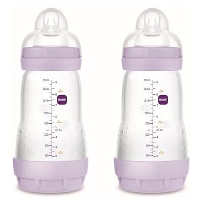 MAM Pack 2 Biberones Anticólicos, 2-4 Meses, 260ml, con con Tetina 2 Flujo Medio de Silicona de Fácil Aceptación, Autoesterilizable y Fácil de Limpiar, Easy Start Anti-Colic, Rosa Mate, 2uds MAM Pack 2 Biberones Anticólicos, 2-4 Meses, 260ml, con con Tetina 2 Flujo Medio de Silicona de Fácil Aceptación, Autoesterilizable y Fácil de Limpiar, Easy Start Anti-Colic, Rosa Mate, 2uds