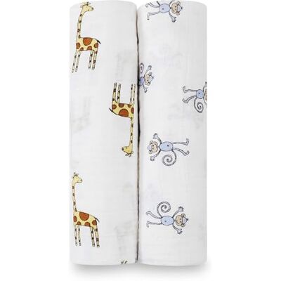 aden + anais Jungle Jam Monkey + Giraffe Pack de dos muselinas aden + anais Jungle Jam Monkey + Giraffe Pack de dos muselinas