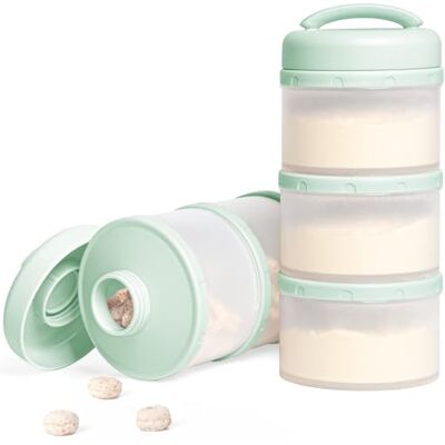 Termichy Leche en polvo para bebé, apilable, caja de almacenamiento de leche en polvo, 2 unidades (verde claro) Termichy Leche en polvo para bebé, apilable, caja de almacenamiento de leche en polvo, 2 unidades (verde claro)