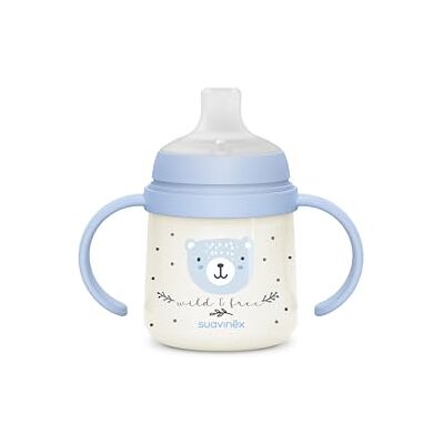 SUAVINEX , Vaso Aprendizaje Bebé, Taza Antiderrame, Biberón con Asas que Brilla en la Oscuridad, con Boquilla de Silicona y Válvula Anticólico, Ideal para Usar por la Noche, +6 Meses, Wild&Free Azul SUAVINEX , Vaso Aprendizaje Bebé, Taza Antiderrame, Biberón con Asas que Brilla en la Oscuridad, con Boquilla de Silicona y Válvula Anticólico, Ideal para Usar por la Noche, +6 Meses, Wild&Free Azul