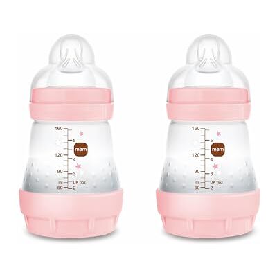 MAM Pack 2 Biberones Anticólicos, Recién Nacido, 0-2 Meses, 160ml, con Tetina 1 Flujo Lento de Fácil Aceptación, Autoesterilizable y Fácil de Limpiar, Easy Start Anti-Colic, Rosa Brillante, 2uds MAM Pack 2 Biberones Anticólicos, Recién Nacido, 0-2 Meses, 160ml, con Tetina 1 Flujo Lento de Fácil Aceptación, Autoesterilizable y Fácil de Limpiar, Easy Start Anti-Colic, Rosa Brillante, 2uds