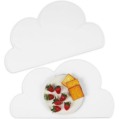 Relaxdays Manteles Individuales Infantiles, Set de 2, Nube, Antideslizantes, Lavables, 47,5 x 26,5 cm, Blanco Relaxdays Manteles Individuales Infantiles, Set de 2, Nube, Antideslizantes, Lavables, 47,5 x 26,5 cm, Blanco